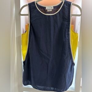 EUC Lacoste Womens Top Sleeveless Navy Blue / Daphne Yellow QF5550 $135